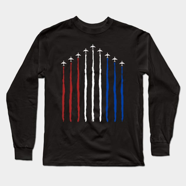 American Flag USA Fighter Jet Con Trail T-Shirt Long Sleeve T-Shirt by Pannolinno